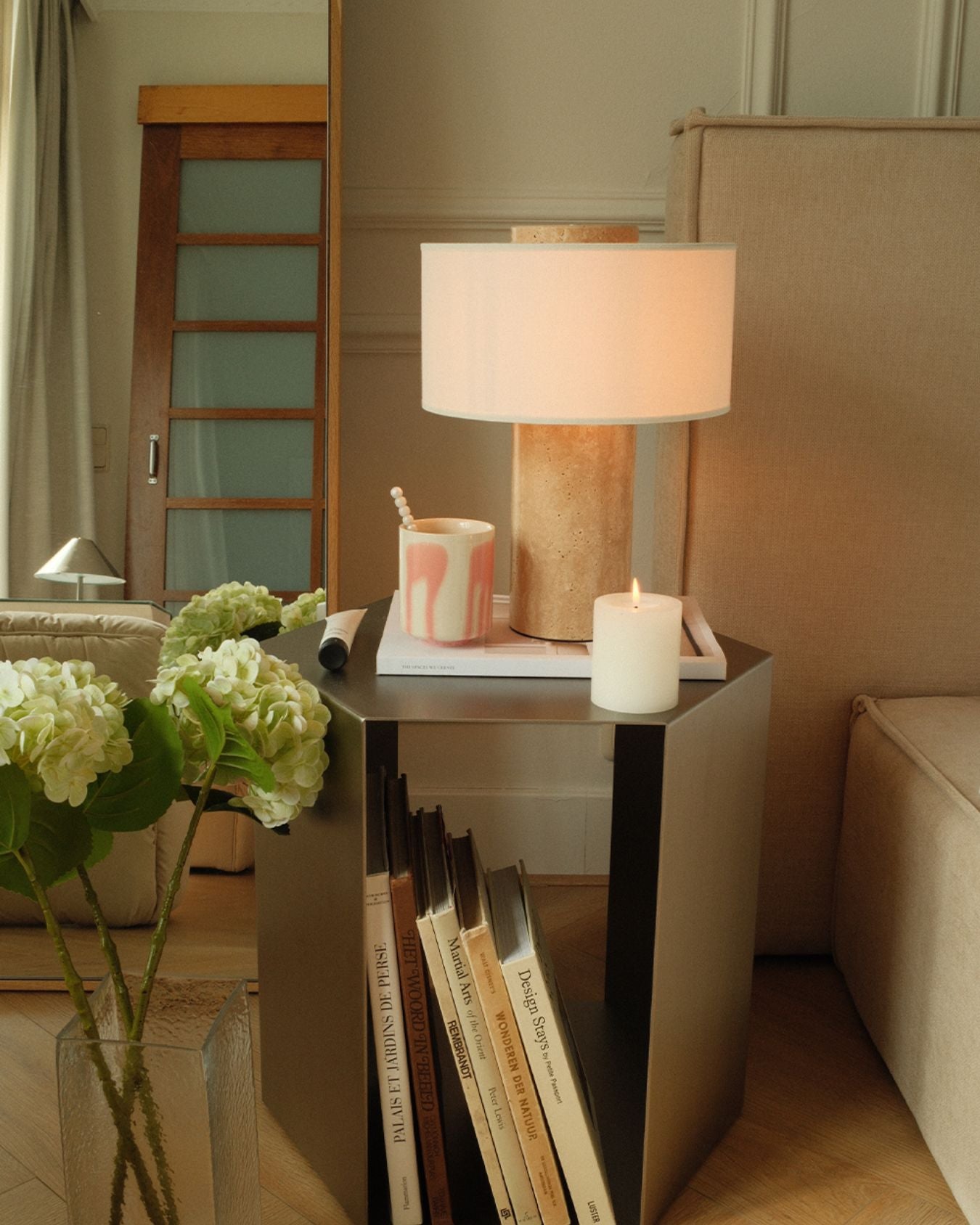 Auríe Large Lamp | Travertine