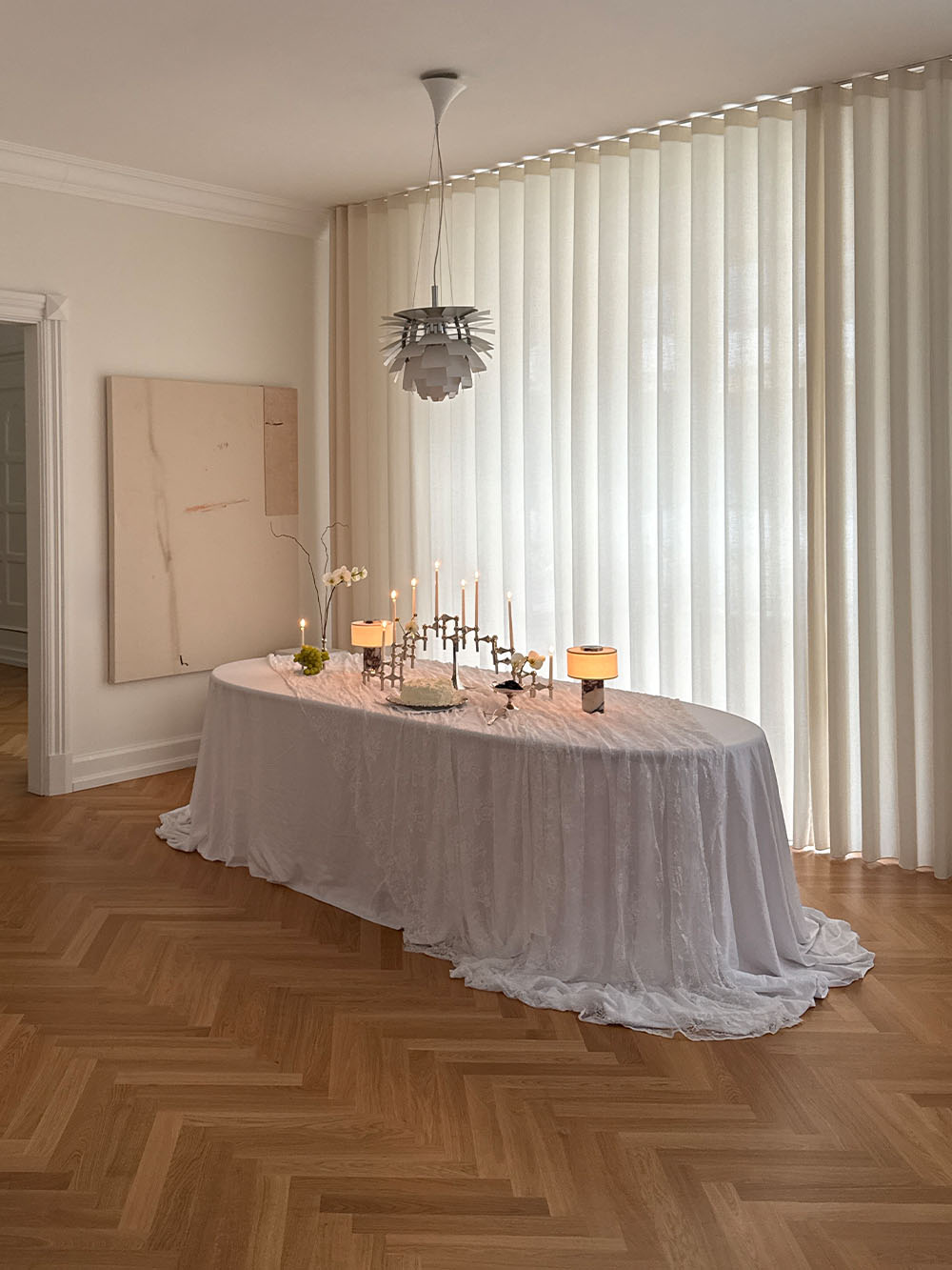 Auríe tragbare Lampe | Calacatta Viola Marmor und Leinen
