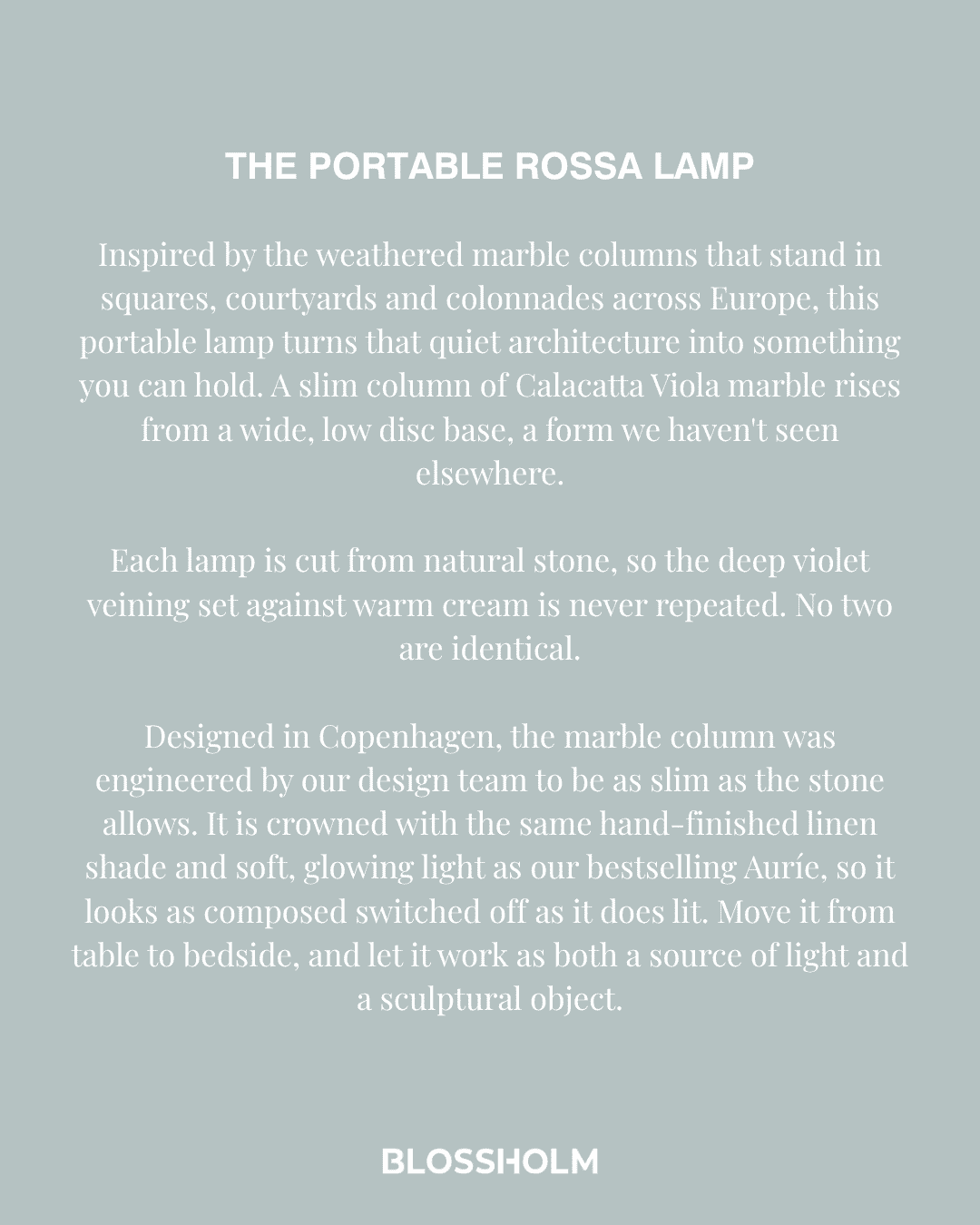 Rossa Tragbare Lampe | Calacatta Viola & Leinen