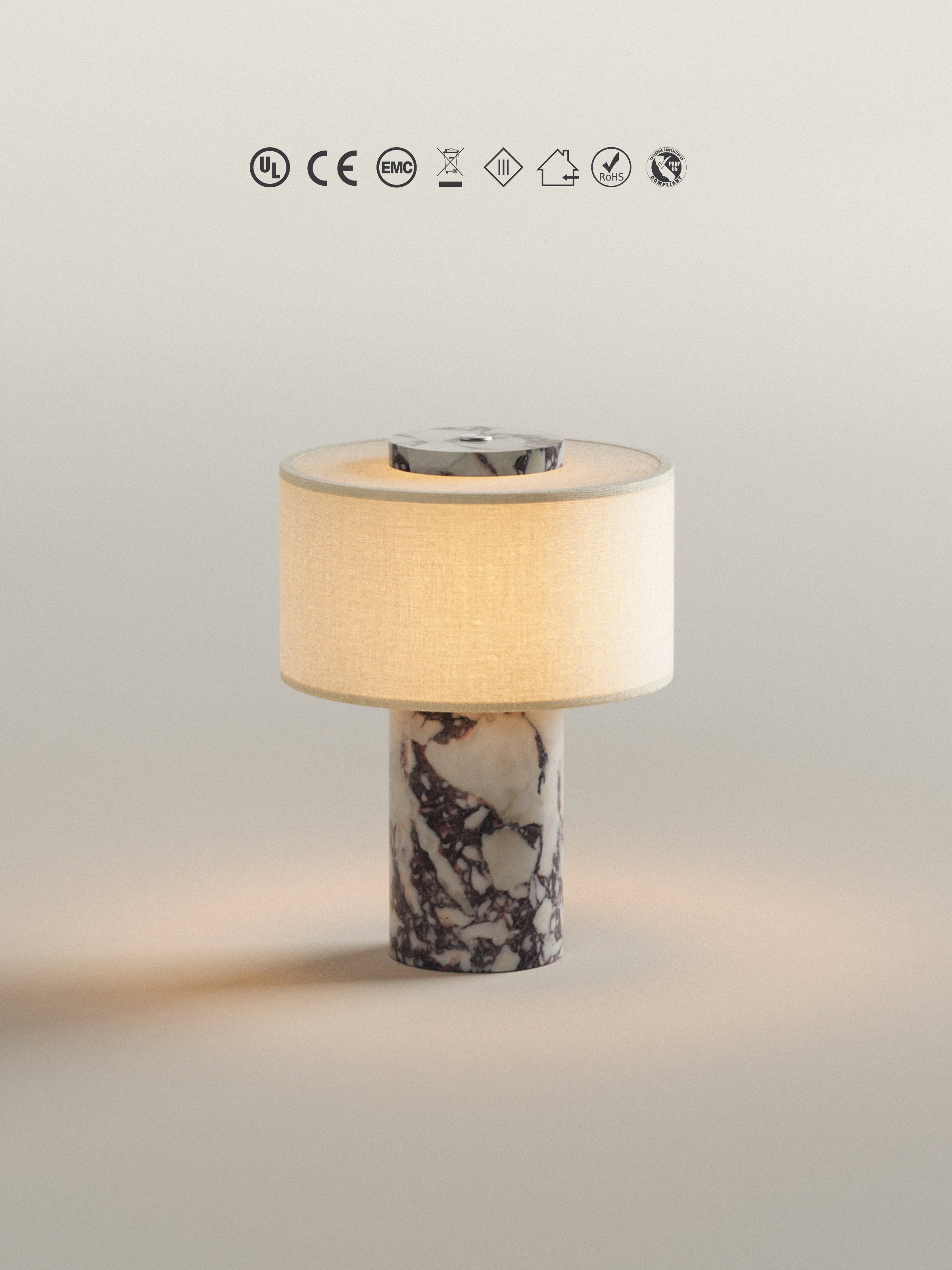 Auríe tragbare Lampe | Calacatta Viola Marmor und Leinen