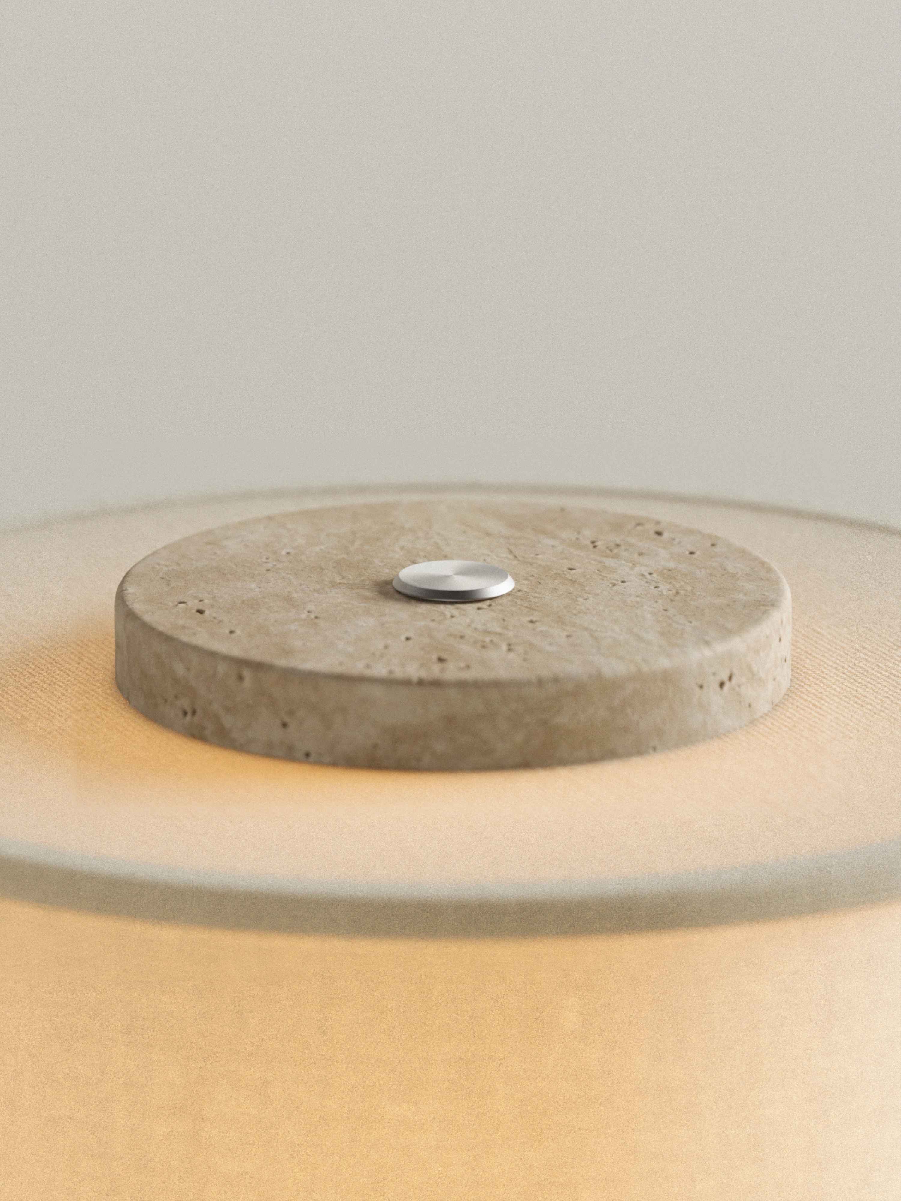 Auríe Portable Lamp | Travertine Stone & Linen