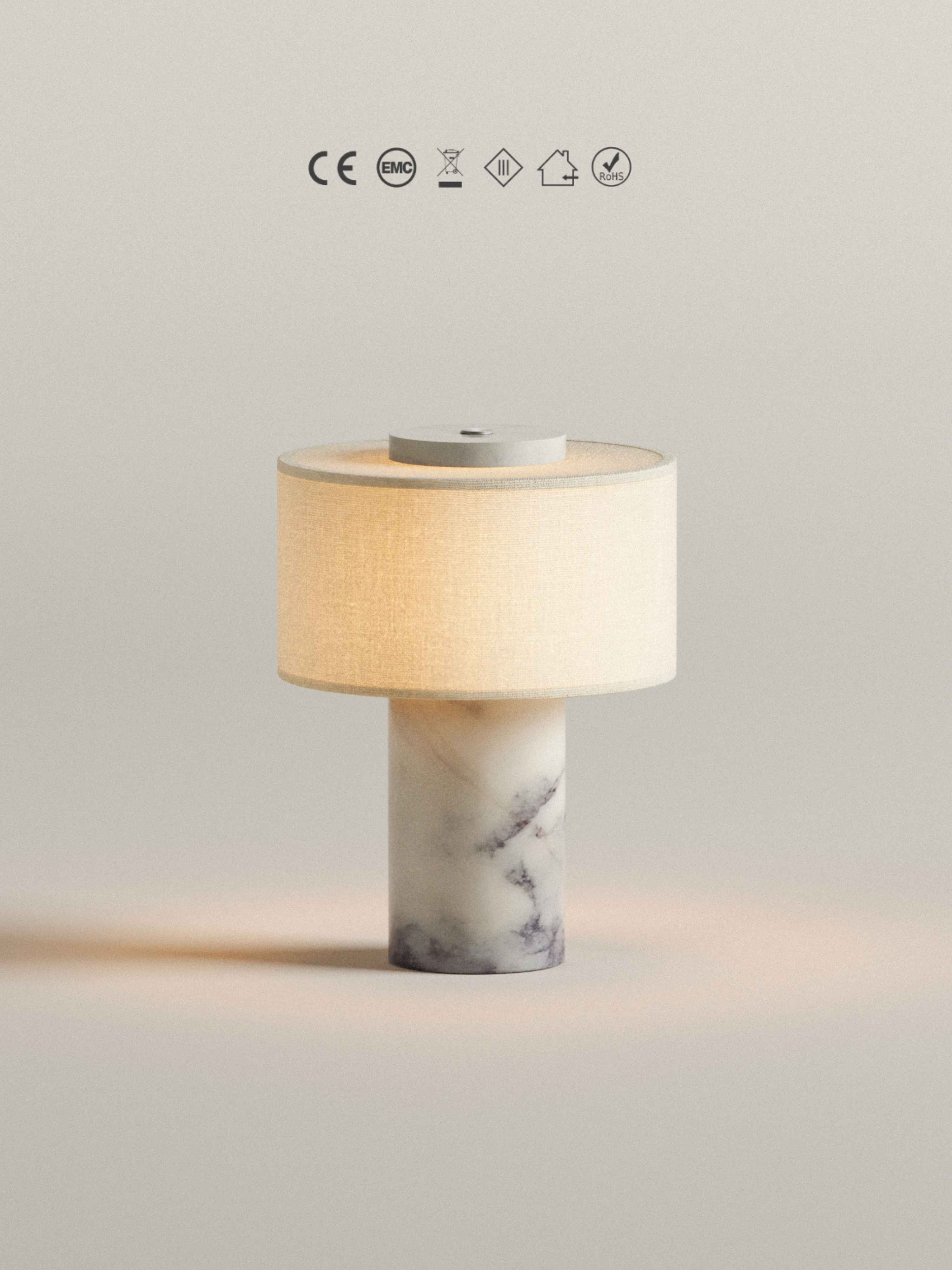(Sample Sale) Auríe Portable Table Lamp | Calacatta Viola Marble & Linen