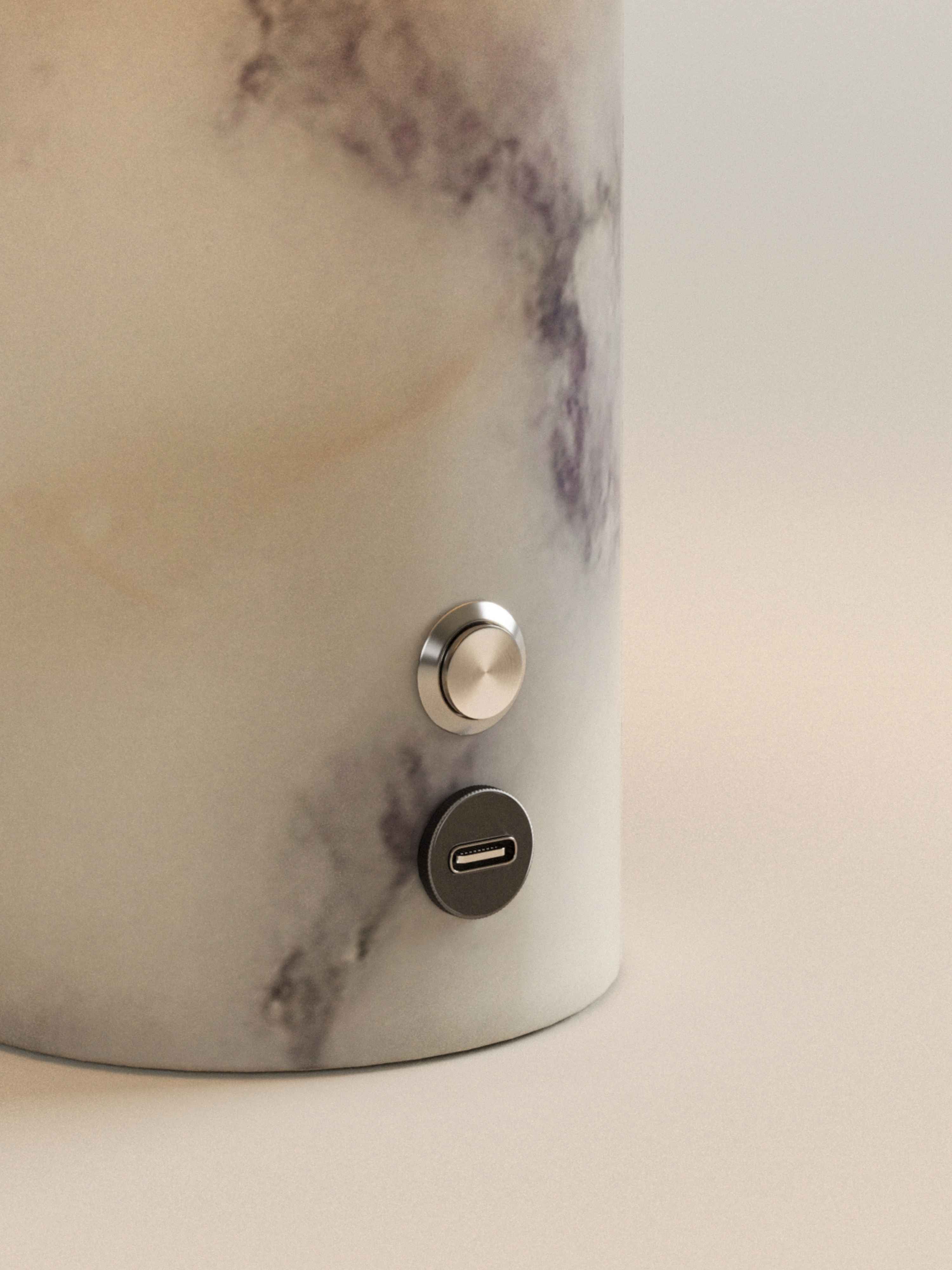 (Sample Sale) Auríe Portable Table Lamp | Calacatta Viola Marble & Linen