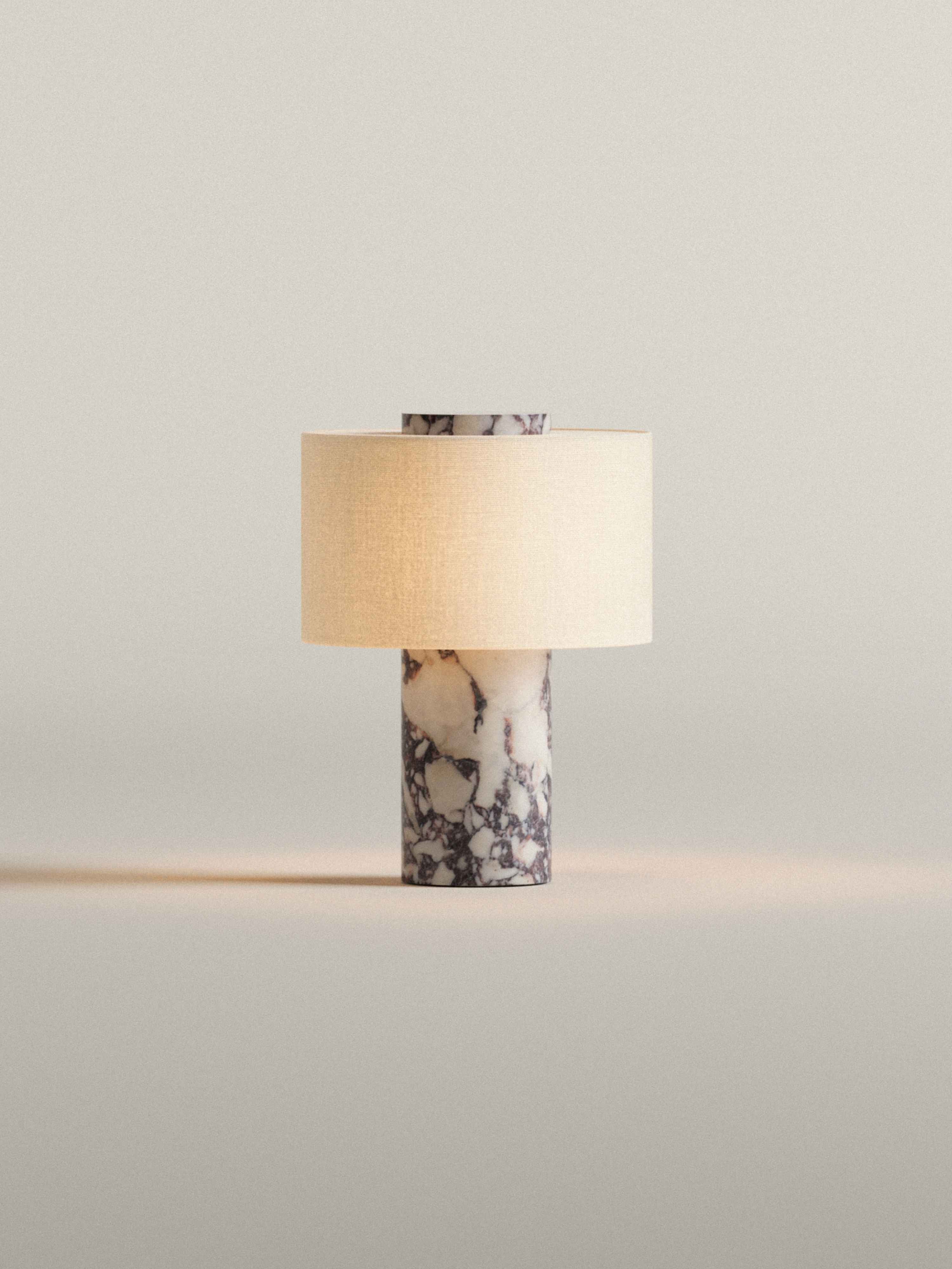 (Early Access) Aurum Table Lamp Small V. 2 | Calacatta Viola Marble & Linen | Portable