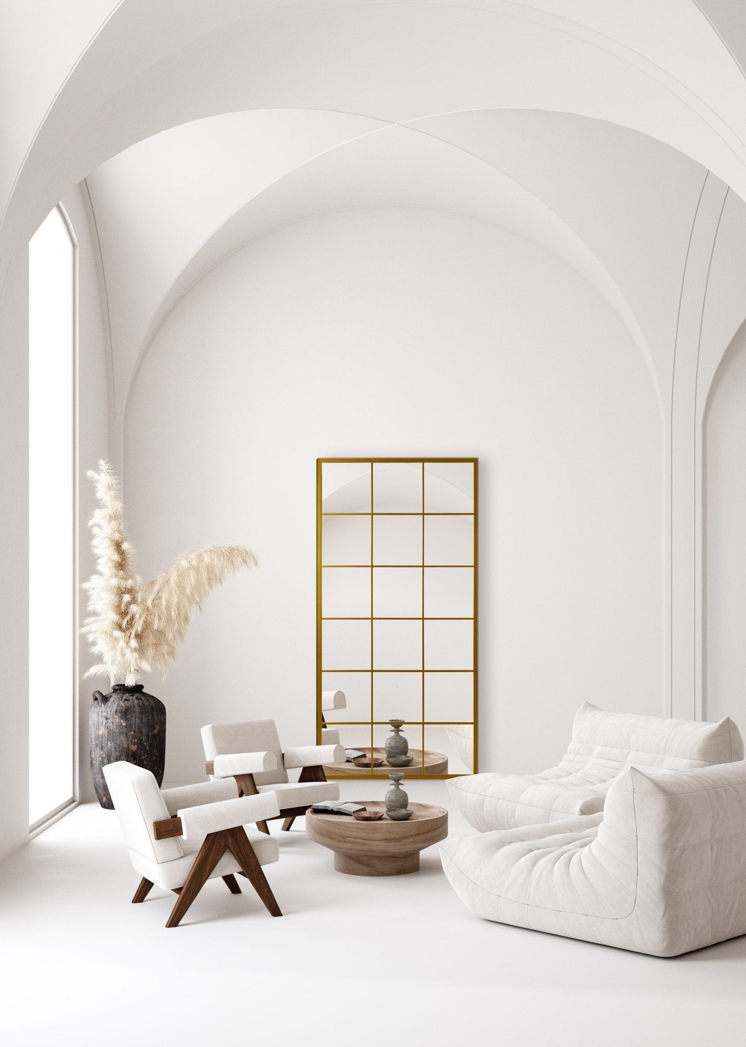 Grid Mirror No.1 | Großer Spiegel mit Goldrahmen 220 × 110 cm - Blossholm