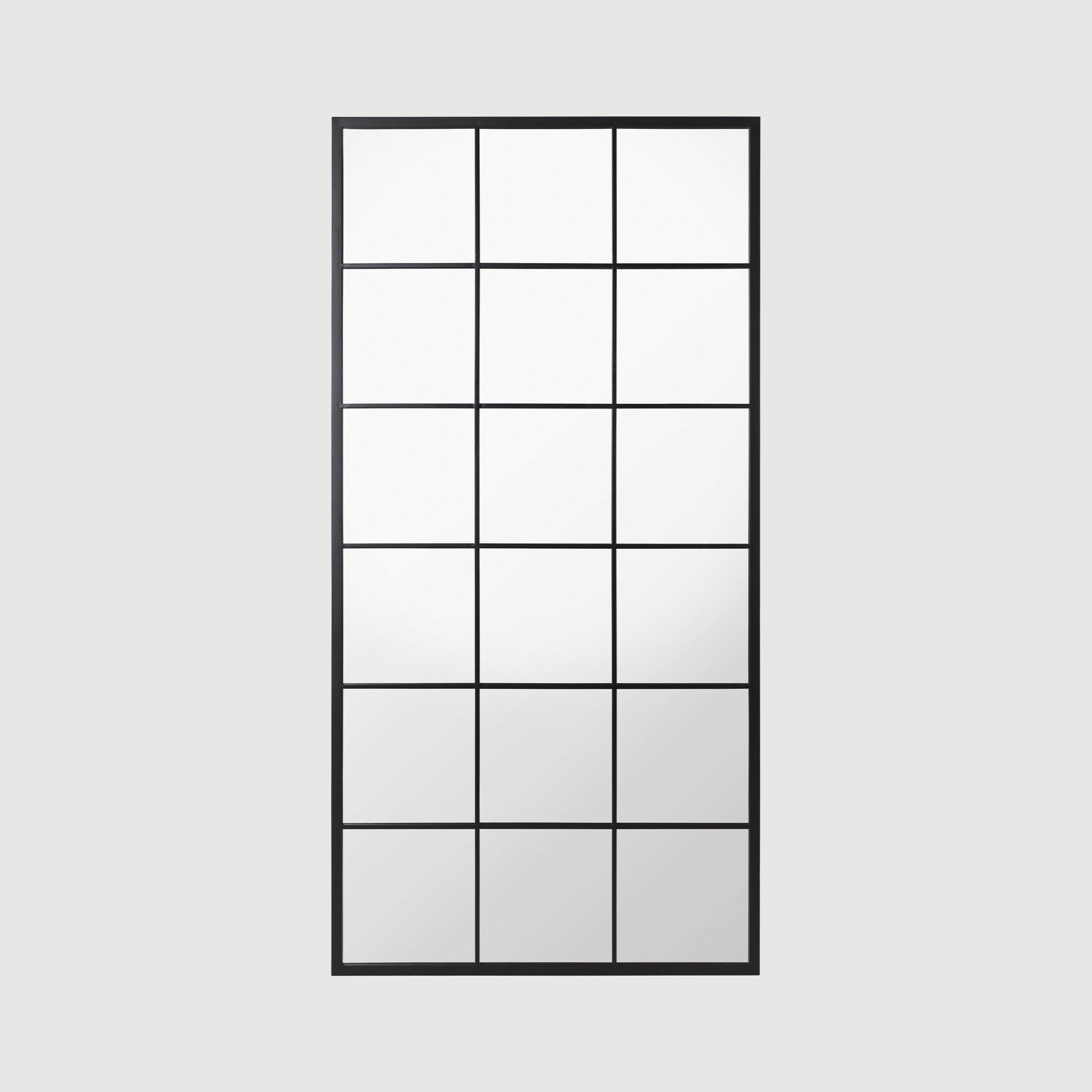 Grid Mirror No.2 | Schwarzer Spiegel mit Eisenrahmen 200 × 100 cm - Blossholm