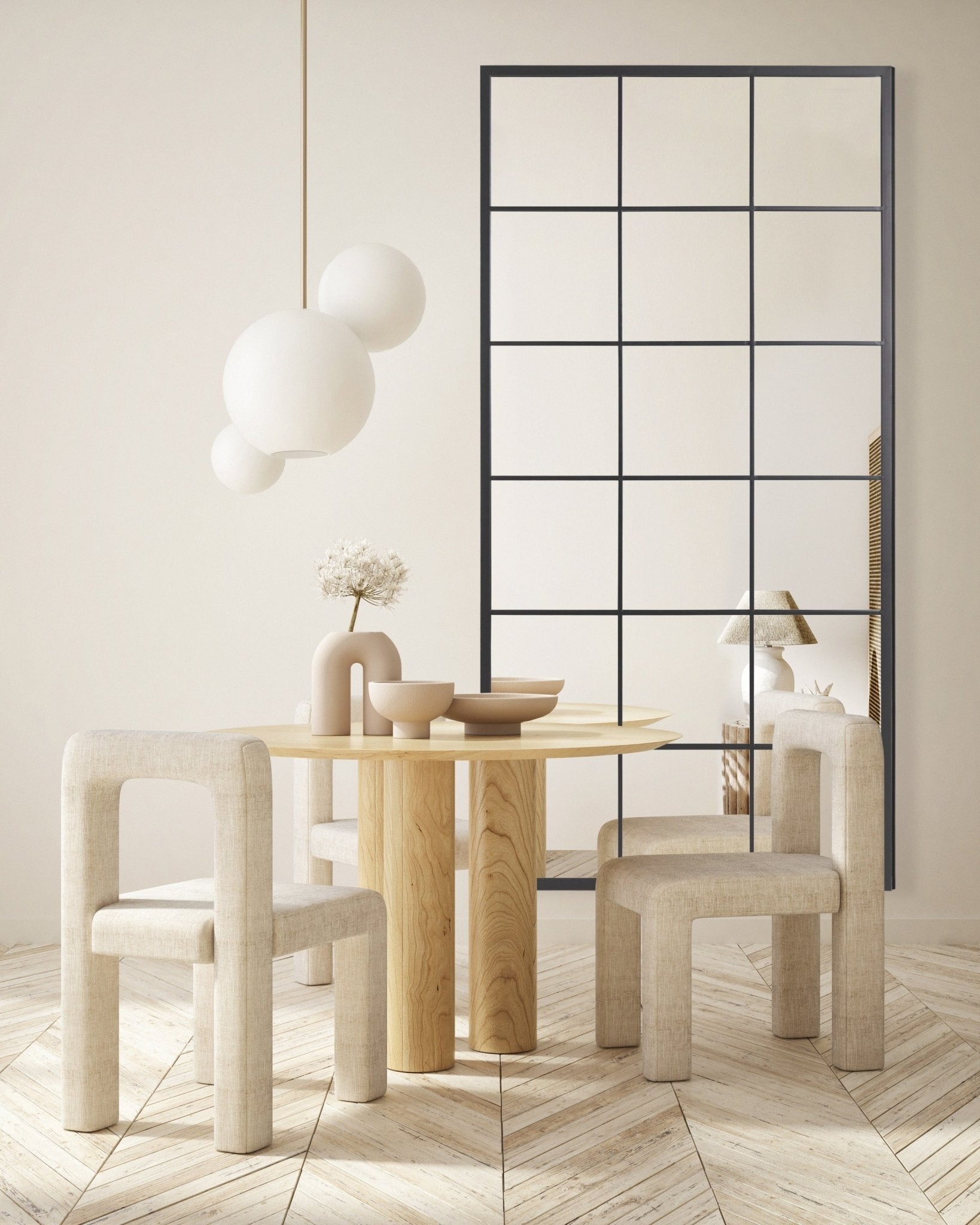 Grid Mirror No.2 | Schwarzer Spiegel mit Eisenrahmen 200 × 100 cm - Blossholm
