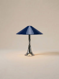 Nova Large Portable Lamp | Chrome Base - Dark Blue Shade