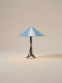 Nova Large Portable Lamp | Chrome Base & Light Blue Shade