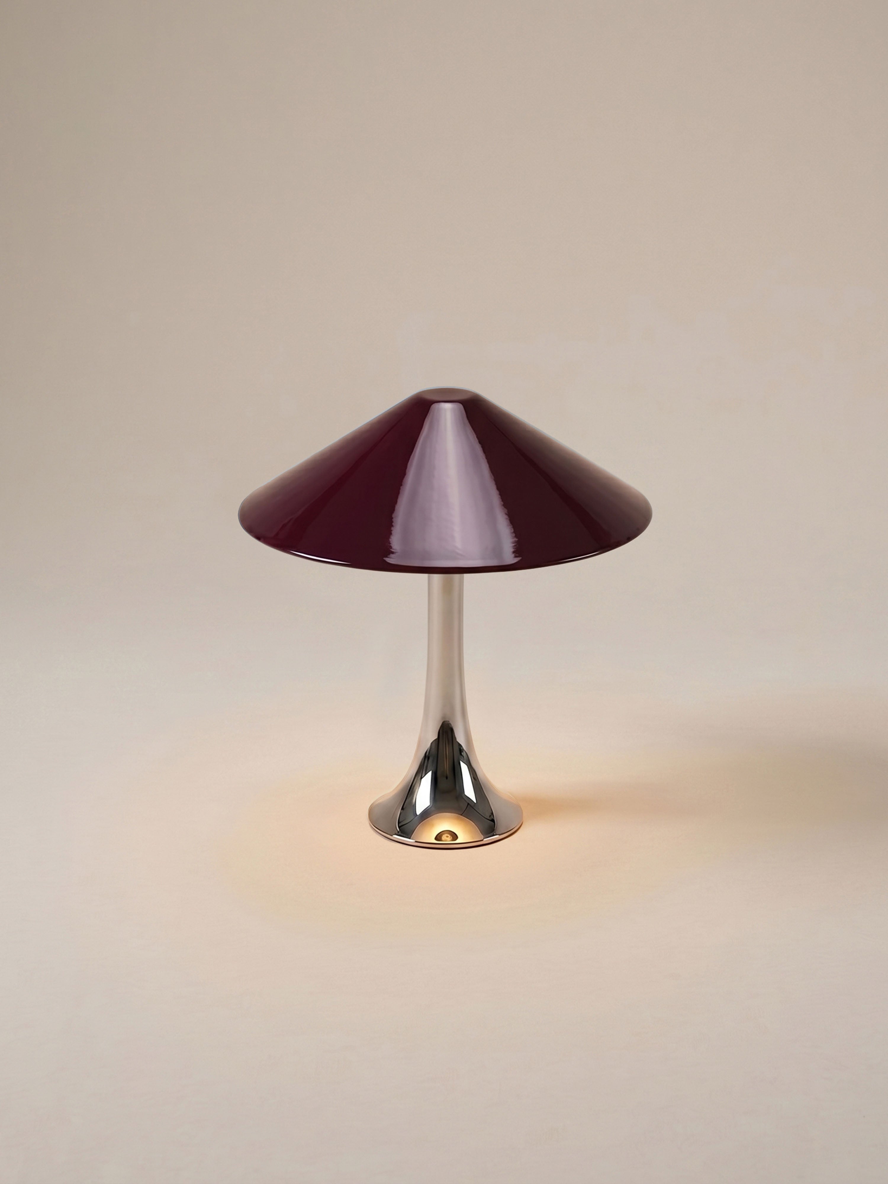 Nova Large Portable Lamp | Chrome Base - Burgundy Shade