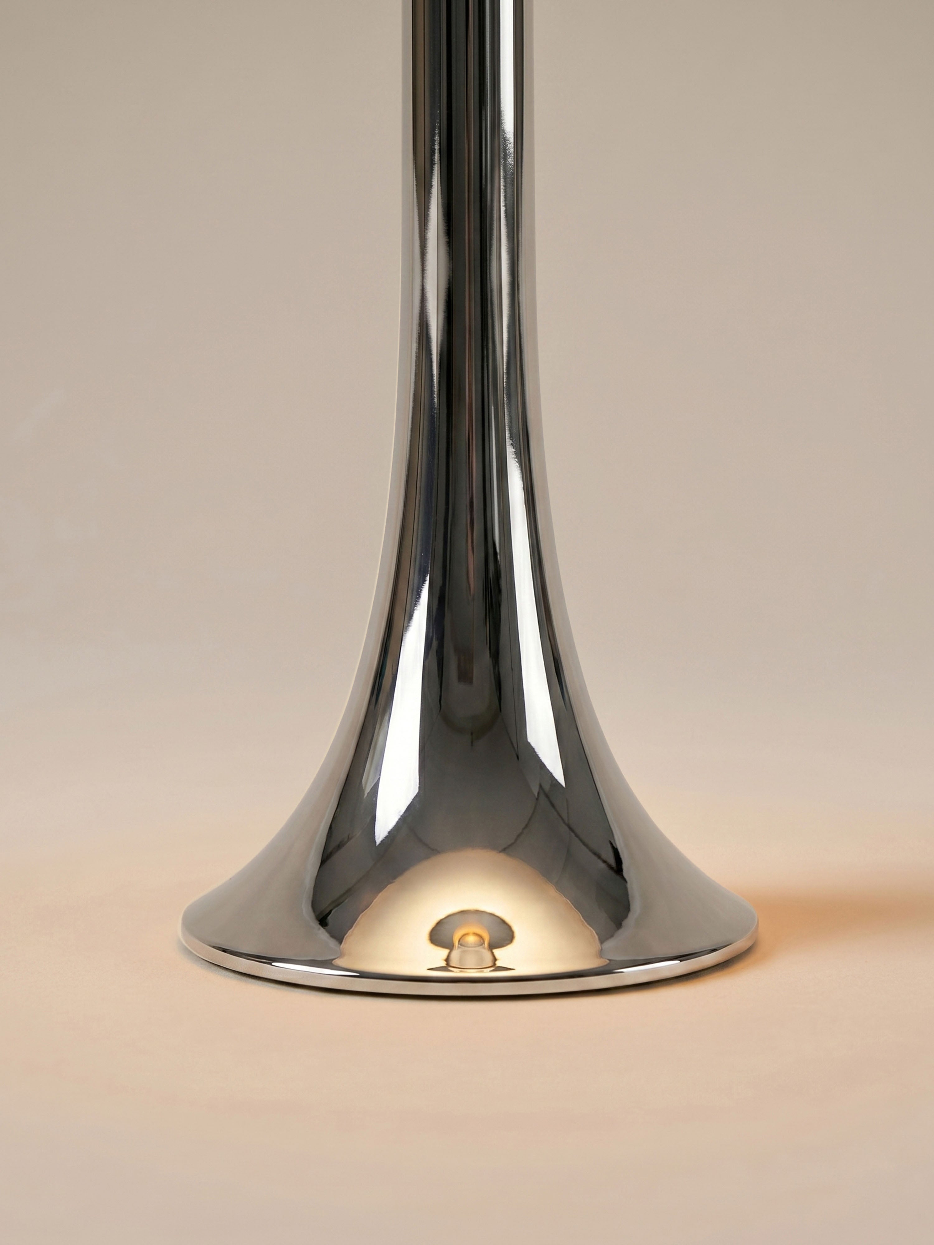 Nova Large Portable Lamp | Chrome Base - Dark Blue Shade