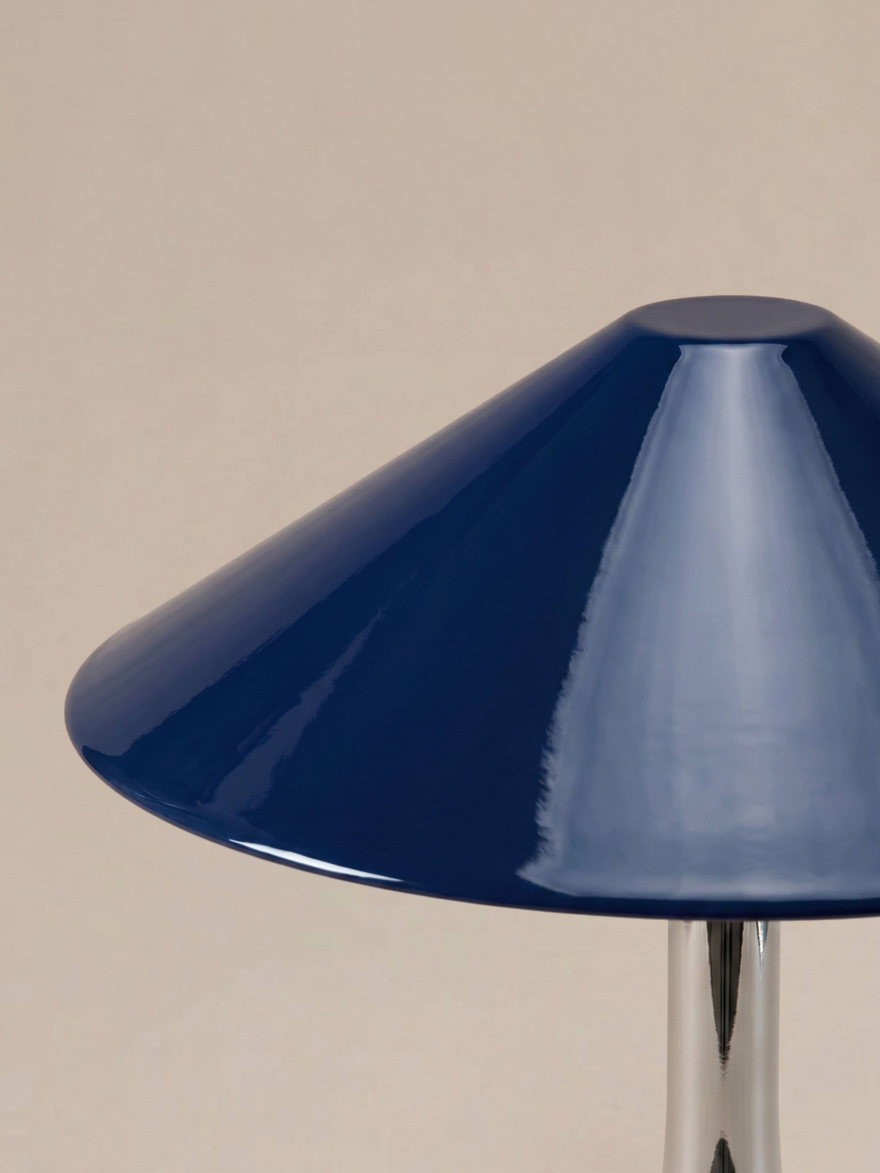 Nova Large Portable Lamp | Chrome Base - Dark Blue Shade