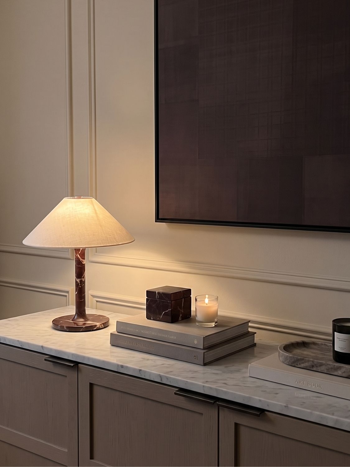 Das Original – Rossa Tragbare Lampe | Calacatta Viola & Leinen