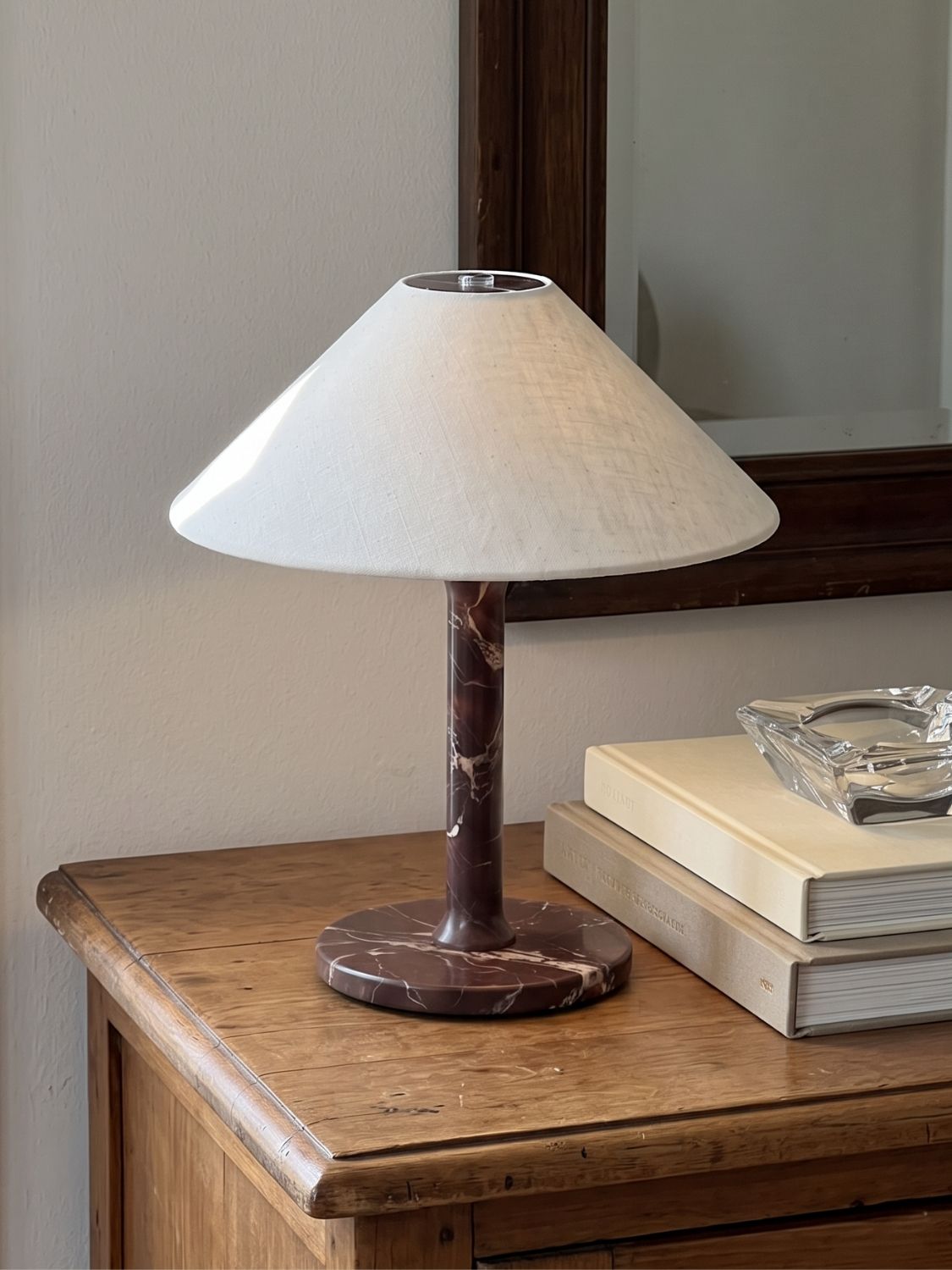 Das Original – Rossa Tragbare Lampe | Calacatta Viola & Leinen