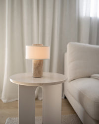 Auríe Portable Lamp | Travertine Stone & Linen