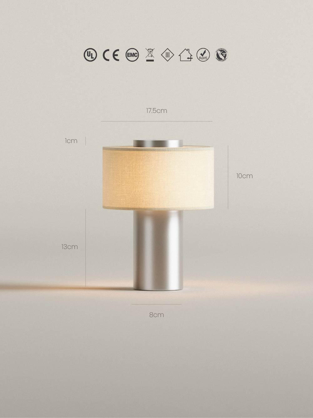 Auríe Tragbare Lampe | Satiniertes Aluminium