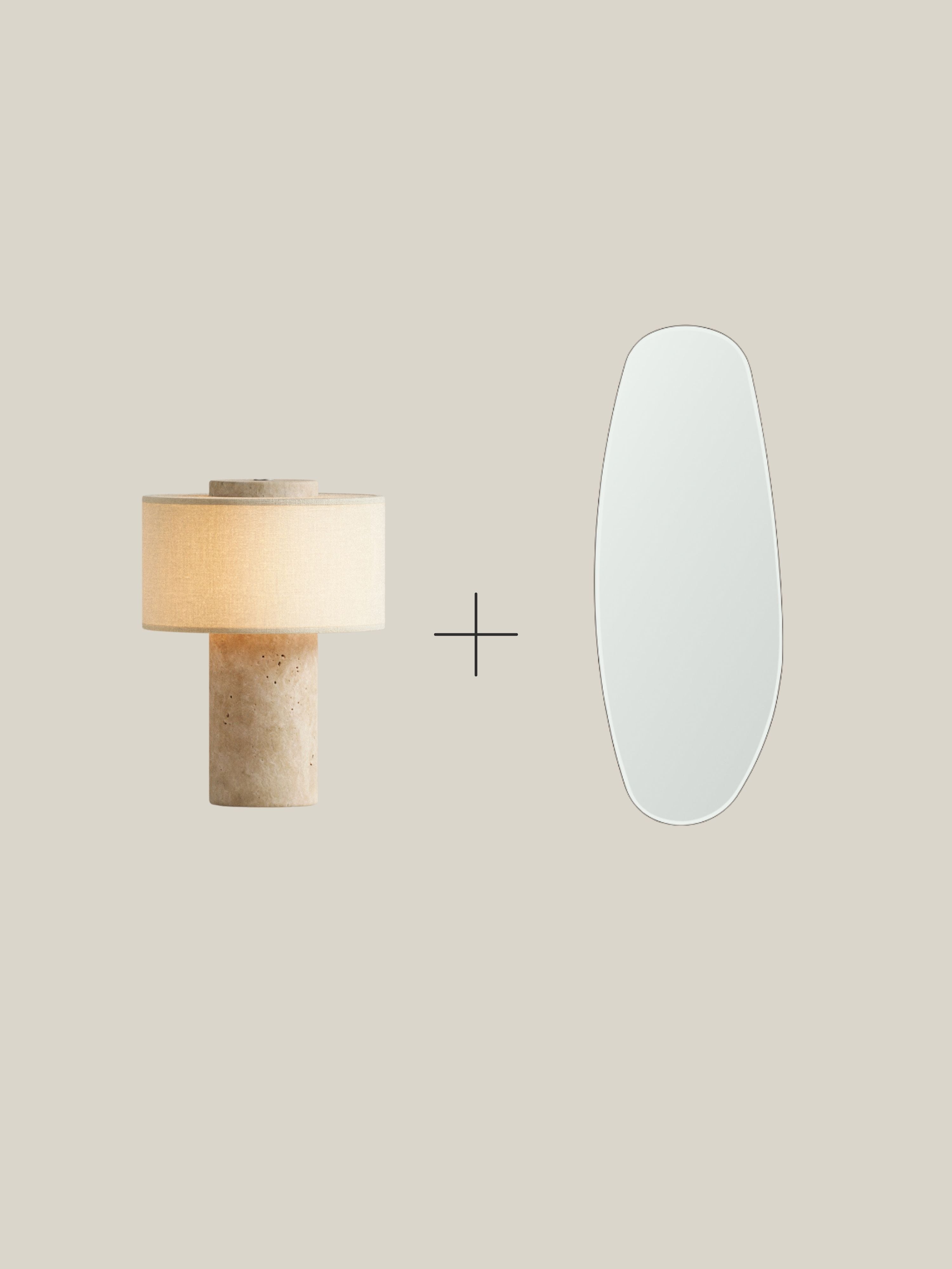 Set of 2 - Opal Mirror + Travertine