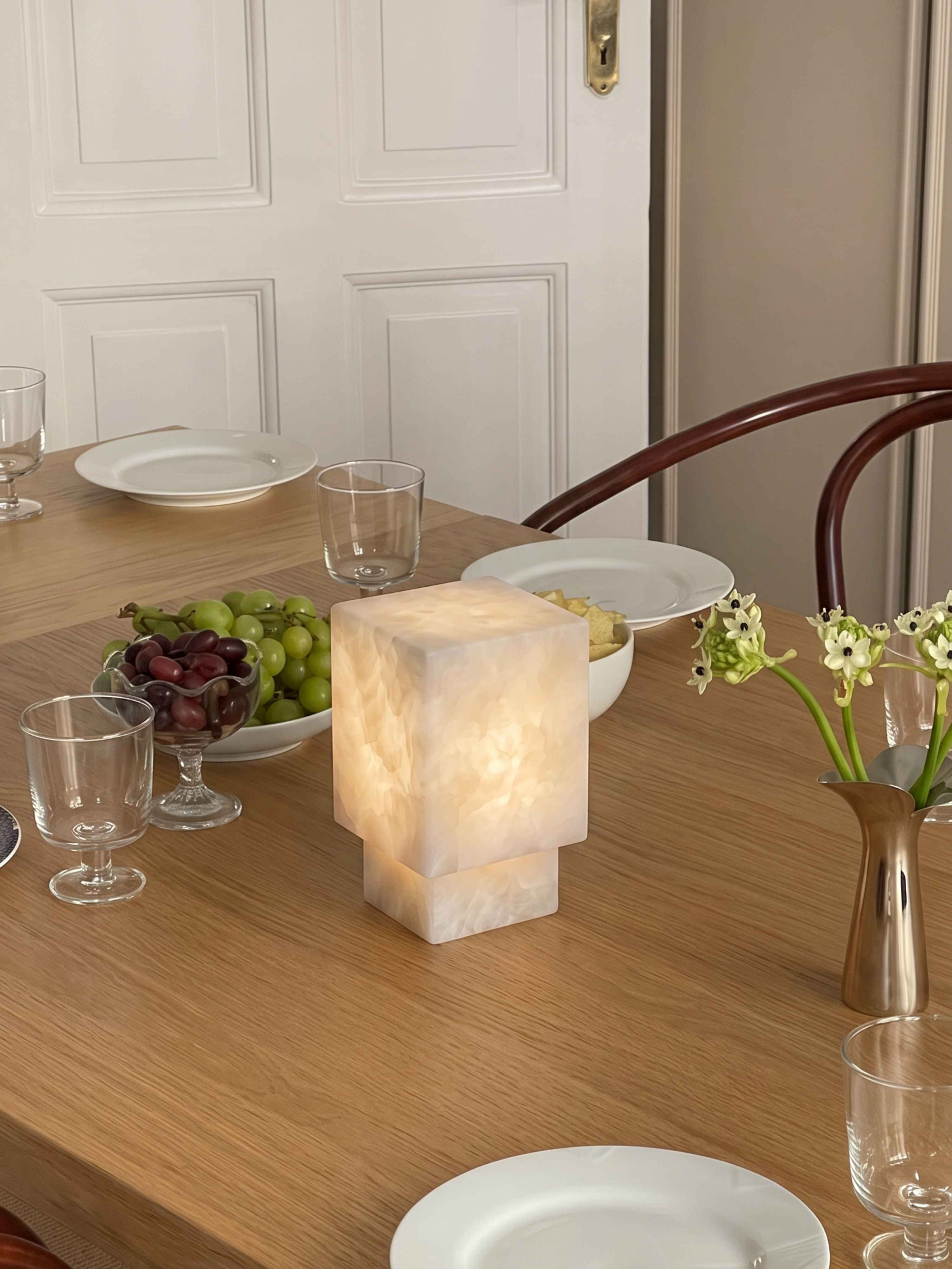 Forma Mini Portable Lamp | Alabaster