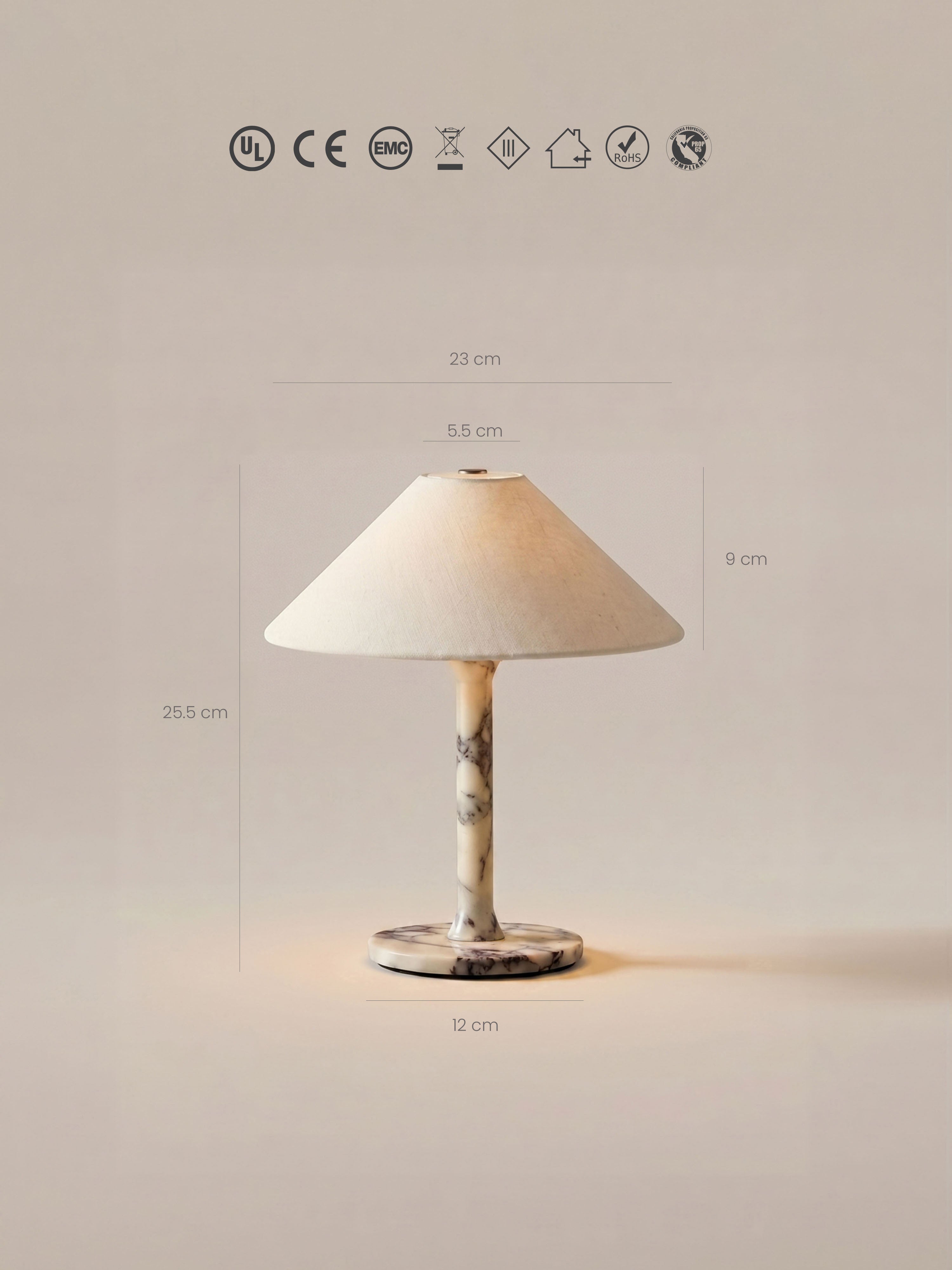 Rossa Tragbare Lampe | Calacatta Viola & Leinen