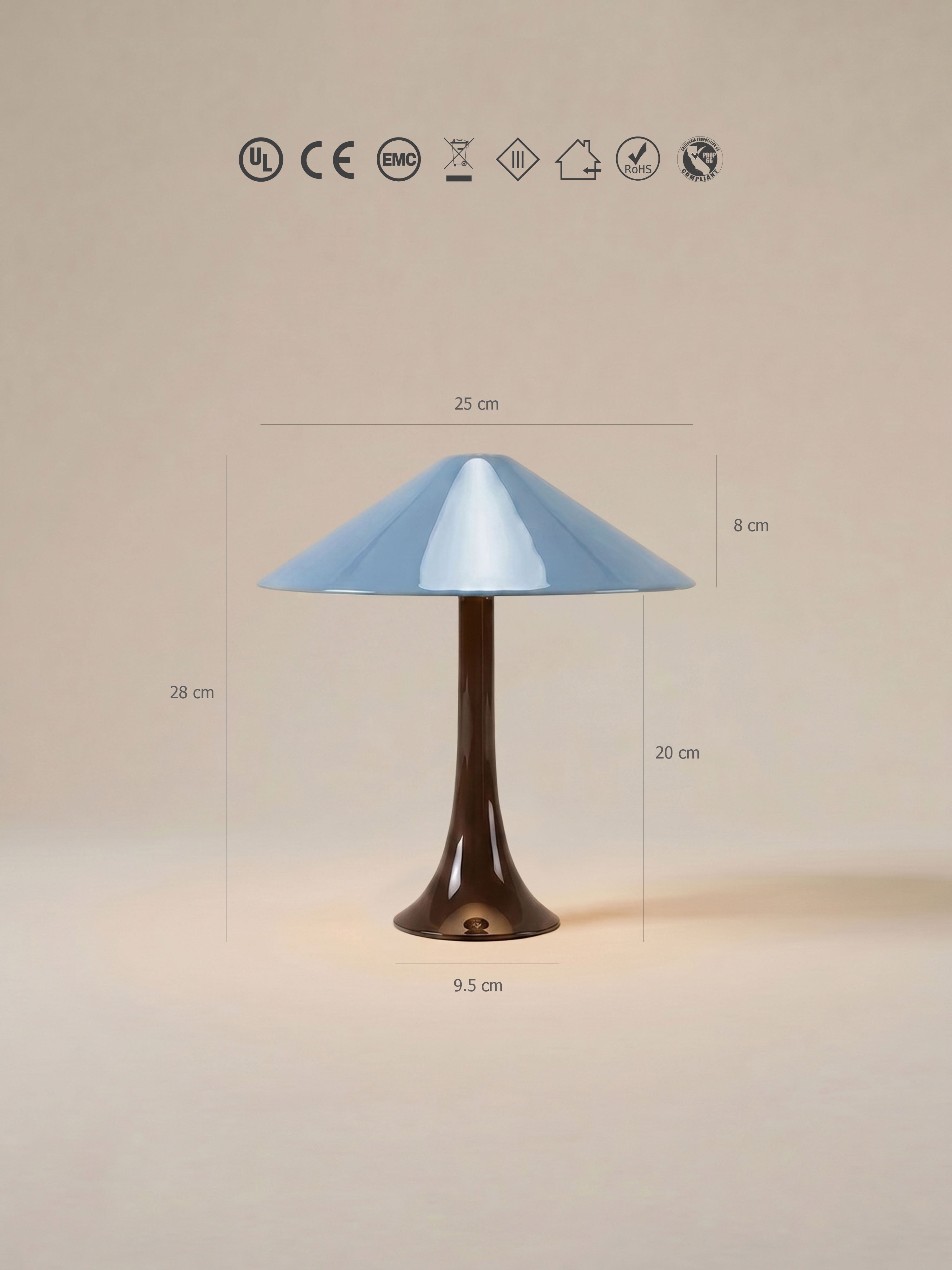 Nova Große Tragbare Lampe | Braun & Hellblauer Schirm