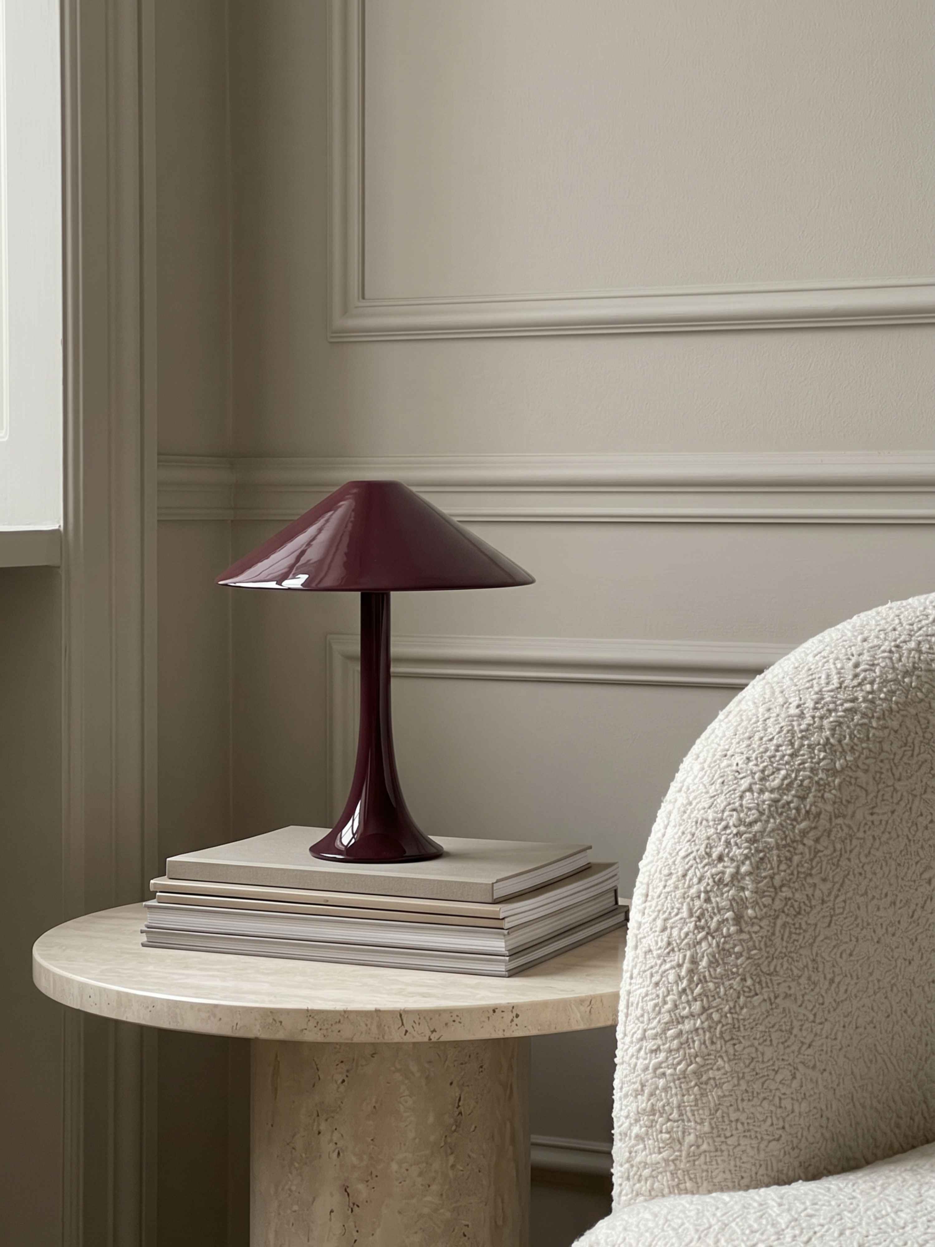 Nova Large Portable Lamp | Aqua Base & Brown Shade
