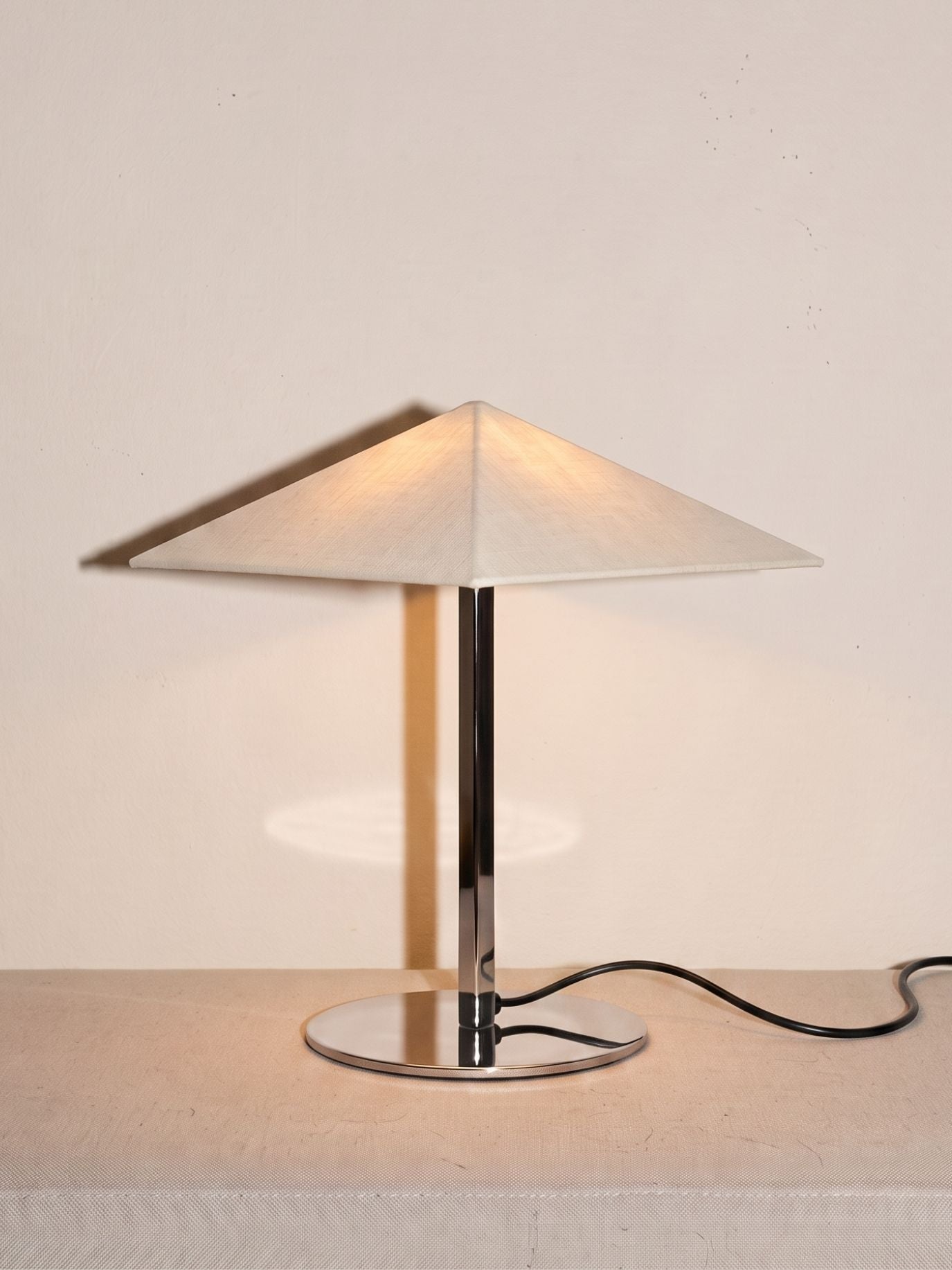 Vela Table Lamp | Chrome & Linen