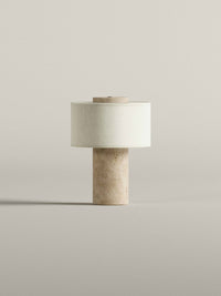 Auríe Portable Lamp | Travertine Stone & Linen