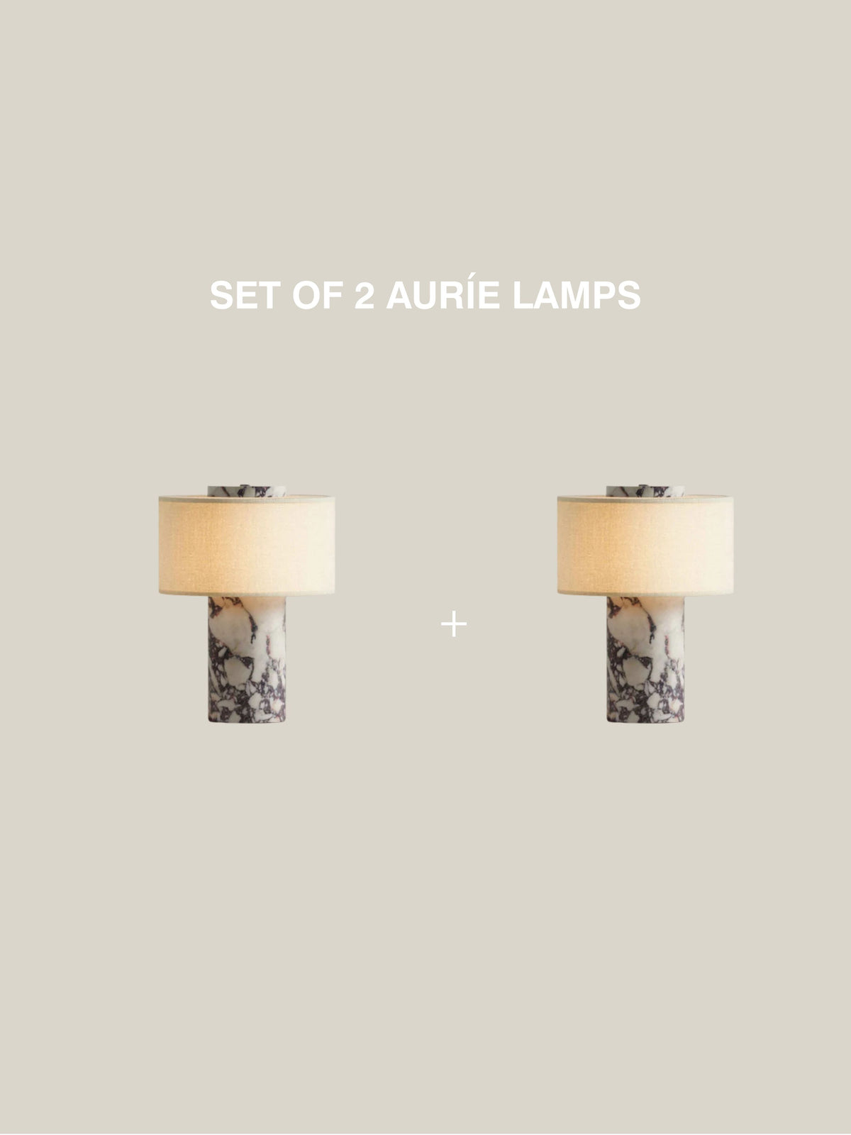 Auríe tragbare Lampe | Calacatta Viola Marmor und Leinen
