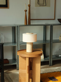 Auríe Portable Lamp | Travertine Stone & Linen