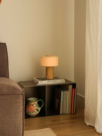 Auríe Portable Lamp | Travertine Stone & Linen