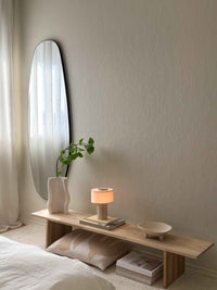 Auríe Portable Lamp | Travertine Stone & Linen