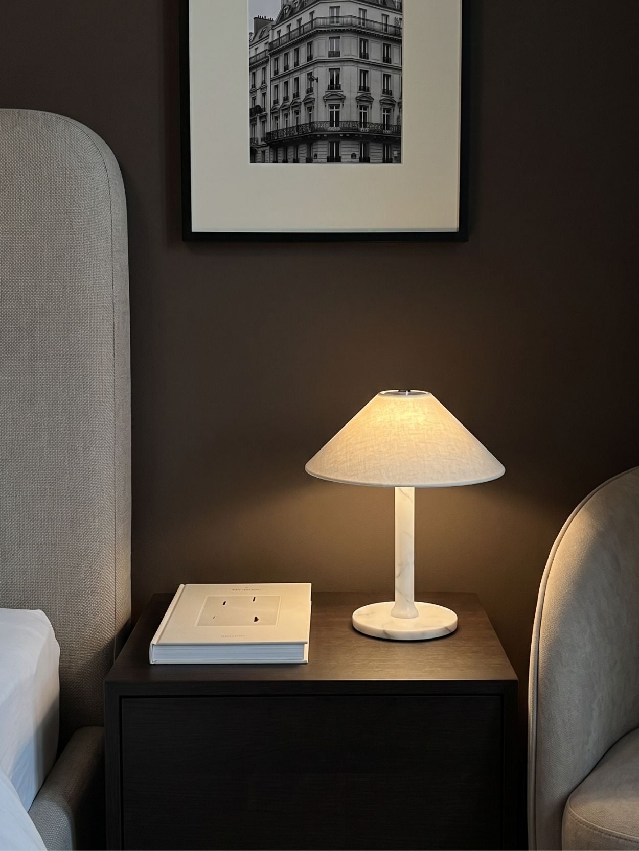 Das Original – Rossa Tragbare Lampe | Calacatta Viola & Leinen